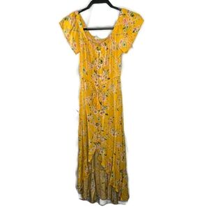 Anthropologie Abel the Label Yellow Floral Hi-Low Maxi Dress Size Small